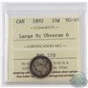 Image 1 : 10-cent 1892 Large 9 Obverse 6 ICCS Certified VG-10