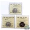 Image 1 : 25-cent 1870 Obv. 1 F-15, 1872H Obv. 2 VF-20, & 1874H VF-20 ICCS Certified. 3pcs.