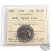 Image 1 : 25-cent 1992 New Brunswick Upset Dies ICCS Certified MS-64 (holder is more than 3/4 torn on the fold