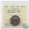 Image 1 : 25-cent 1999 September Mule ICCS Certified MS-67 NBU.