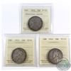 Image 1 : 50-cent 1910 Edwardian Leaves ICCS Certified F-12, 1911 VG-8 & 1914 VG-10. 3pcs