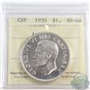 Image 1 : Silver $1 1950 Arnprior ICCS Certified MS-64. Coin has light cameo not mentioned.