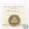 Image 1 : Test Token; Dollar 1984 CH#TT-100.21; Gold Plated Nickel ICCS Certified MS-65