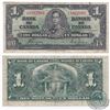Image 1 : BC-21d. 1937 Bank of Canada $1, Coyne-Towers, 4 digit RADAR, S/N: C/N1682861 in VF Condition. The no