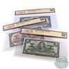 Image 1 : Group Lot of three 1937 Bank of Canada Banknotes BCS Certified AU-50. Included is a $1, $2 and $10. 