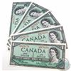 Image 1 : BC-37b-i. Run of five Consecutive 1954 Bank of Canada $1, Beattie-Rasminsky, S/N: H/M9176175-79 all 