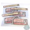 Image 1 : Group Lot of Four 1954 Bank of Canada 3 and 4 digit RADAR $2 notes in AU to AU-UNC Condition. S/N: A