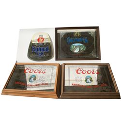 Three Large Modern Beer Advertising Reverse Glass Signs plus One Other