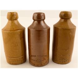 Three Crockery Ginger Beer Bottles