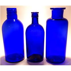 3 Large Cobalt Bottles