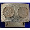 Image 1 : Western Belt Buckle with Two 1885 Morgan Silver Dollars