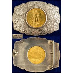 1909 $20 Gold Piece Belt Buckle