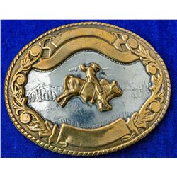 Bucking Bull and Cowboy Western Belt Buckle