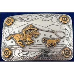 Cowboy Roping Calf Belt Buckle