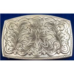 Floral Engraved Western Belt Buckle