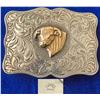 Image 1 : Gold Bulls Head Western Etched Belt Buckle