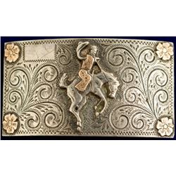 Gold Cowboy on Horse Western Buckle