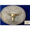 Image 1 : Golden Ox Head Oval Western Belt Buckle