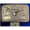 Image 1 : Jewel Eyed Oxen Silver Western Belt Buckle