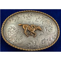 Jockey With Horse Vintage Belt Buckle