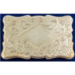 Silver diamond centered belt buckle