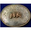 Image 1 : Three Gold Horses Western Belt Buckle