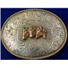 Image 1 : Three Gold Horses Western Belt Buckle