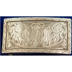 Vintage Etched Silver Belt Buckle