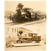 Image 1 : Two Real Photo Postcards of Railroad Engines on Display