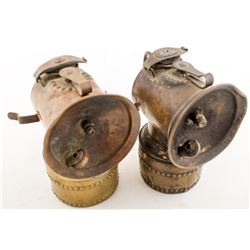 Two Early Lever-Feed Justrite Lamps