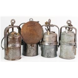 Four Large Carbide Lamps