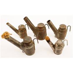 Five Different C. George Teapot Mining Lamps