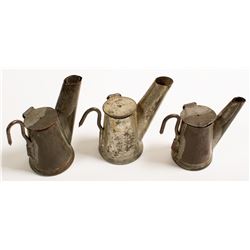 Three Grier Bros Star Shield Oil Wick Lamps