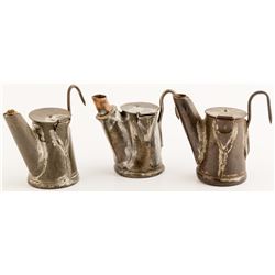 3 Different Husson Oil Wick Lamps