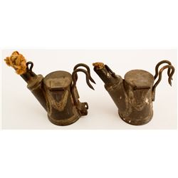 Unusual 2 Hook Knippenberg Oil Wick Lamps