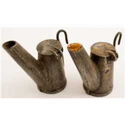 2 Different Cast Aluminum Oil Wick Lamps