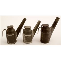 3 Unmarked Oil Wick Lamps