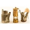Image 1 : Two Store Sample Miniature Wick Lamps & a Miniature Brass Safety Lamp