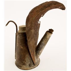 Large Hanging Oil Wick Lamp w/ Reflector