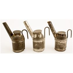 Three Unmarked Teapot Mining Lamps