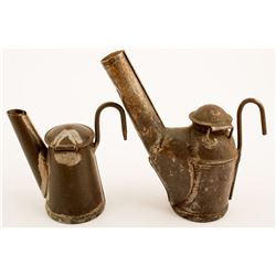 Two Unmarked Curved Top Mining Lamps