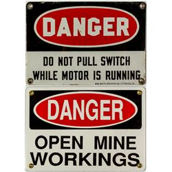 Pair of DANGER Mining Signs