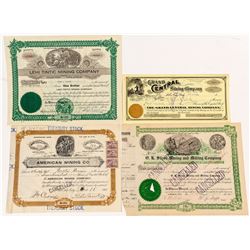 Four Tintic, Utah Mining Stock Certificates