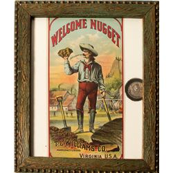 Framed "Welcome Nugget" Broadside and Coin