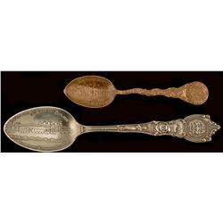 Two Exposition Mining Spoons (Columbian & Jamestown)