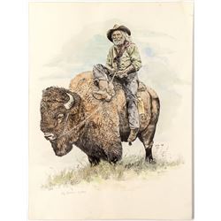 Man on Buffalo by Kay Homan