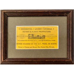 Nicely Displayed, Pictorial Occidental Livery Stables Business Card