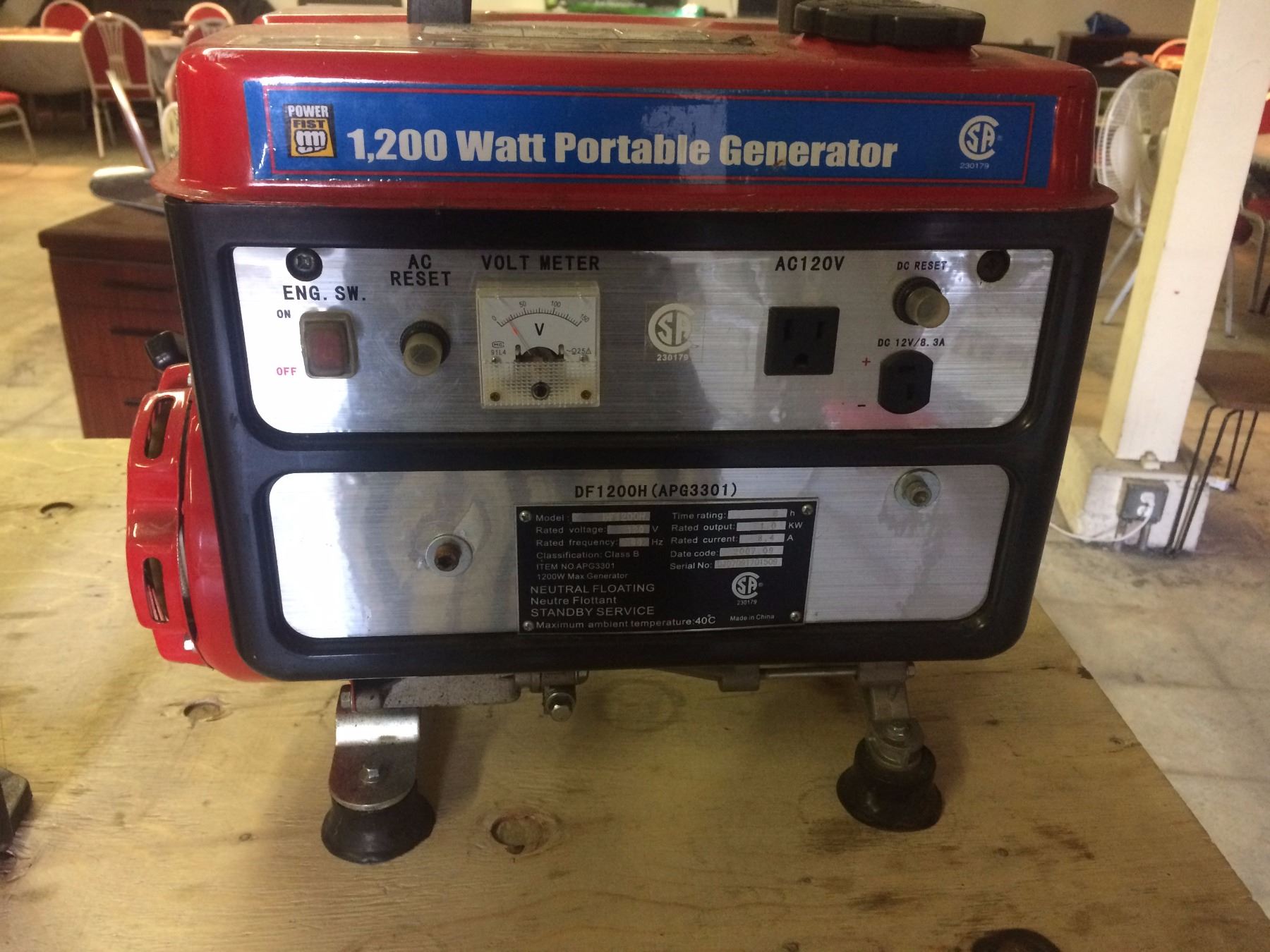 POWER FIST 1200 WATT PORTABLE GENERATOR