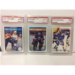 O-PEE-CHEE HOCKEY TRADING CARDS LOT (GUSTAFSSON, SMITH, BROWNSCHIDLE) GEM MT 9 OR BETTER