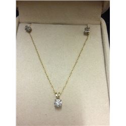10K GOLD NECKLACE W/ GENUINE DIAMOND PENDANT & GENUINE STUD EARRINGS